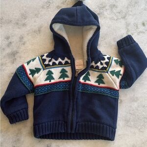 Hanna Andersson Nordic Navy and Cream Hooded Sweater
